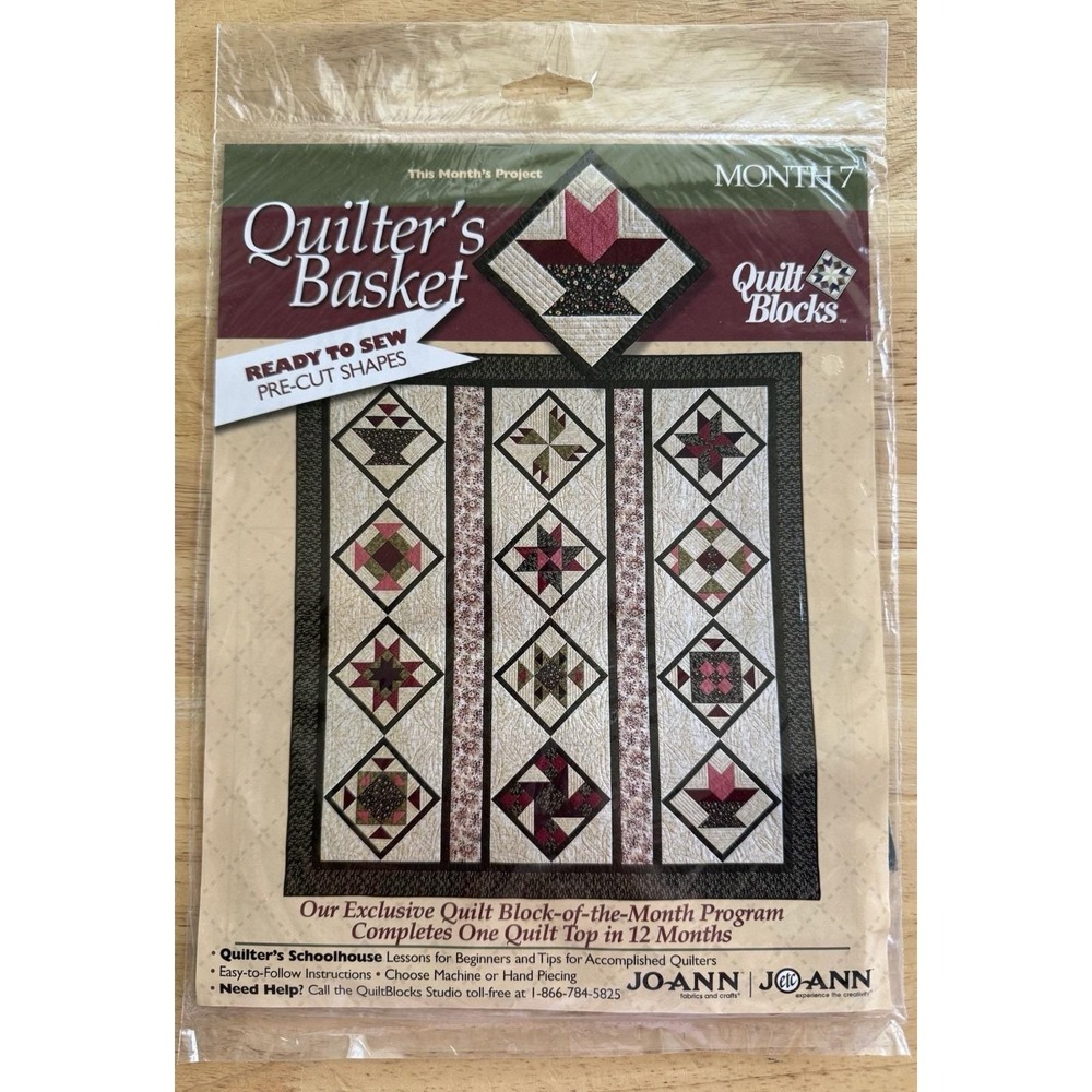 Joann Quilter's Basket Quilt Block Of The Month Kit # 7 Patchwork Basket